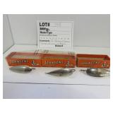 3 Johnson Spoons Silver Minnow in boxes