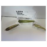 3 Vintage wood lures Unk Mfg.