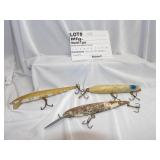 3 Large Medium Lures  Unk Mfg.