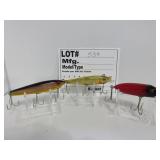 3 Vintage wood lures / MFG.  UNK.