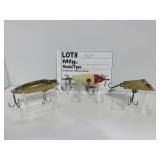 3 Vintage wood lures unk maker