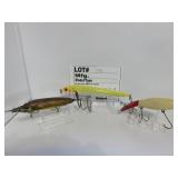 Three Vintage wood lures Unk Mfg.