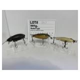 3 Vintage wood lures Unk Mfg