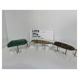 3 Wood Lures Unk Mfg.