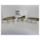 Lot of 3 wood lures - Unk Mfg.