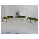 3 Vintage wood lures Unk Mfg.