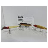 3 Vintage wood lures /  Mfg. unk