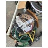 Corded drill, sprinklers, prybar