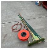 Brooms, t post, extension cords