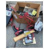 Multimeter, hot glue, gun, hatchet, other miscell.