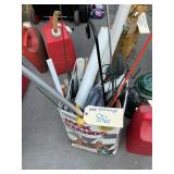 Misc. yard ornaments, plant holders, PV C pipe etc