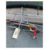 Pruning shears, tree, limb, saw, tire pump, etc