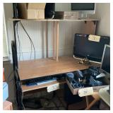 Wood computer desk with shelf