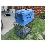 Two pet carriers/crates. One money.