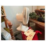 Christmas decorations and small personal fan