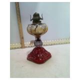 CRACKED URANIUM GLASS OIL LAMP