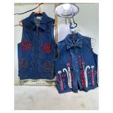 2 SIZE MED VINT. JEAN VESTS