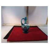 HANDBLOWN BLUE ART GLASS BOTTLE W/ STOPPER