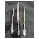 TOWLE STERLING HANDLE CARVING SET MARKED