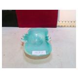 MURANO ART GLASS ASH TRAY TURQUOISE & OPALESCENT