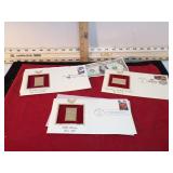 3 FIRST DAY ISSUE STAMPS GOLD PLATED
