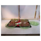 *5 URANIUM GLASS DINNER PLATES