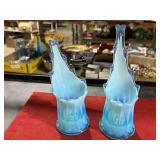 *FOSTORIA HEIRLOOM SWUNG GLASS CANDLE HOLDERS GLOW