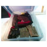 **TOTE W/ LID WINTER HATS & WORK GLOVES