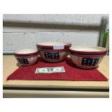 **3 PATRIOTIC POTTERY BOWLS