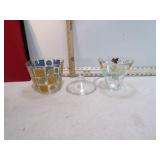 *2 MCM GLASSWARE LID ON CANDY DISH HAS CHIP