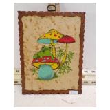 MCM FROG & MUSHROOM ON FELT MATERIAL WALL HANGING