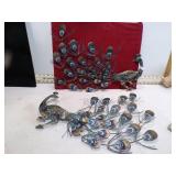 **2 MCM METAL PEACOCK WALL ART