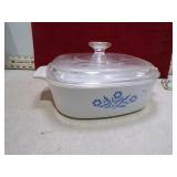 CORNING WARE 2QT CASSEROLE CORN FLOWER BLUE W/