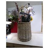 **LG. BASKET W/ FAKE FLOWERS & MORE