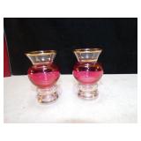 VINT. BARTLETT-COLLINS CRANBERY GLASS BUD VASES