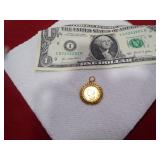 1938 FRENCH FRANK GOLD COIN PENDANT 5G