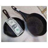 *2 CAST IRON PANS 1 IS WAGNER