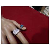 2 RINGS MARKED 925 SIZE 8 LAB GROWN STONES