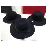3 NEW BLACK FELT HATS