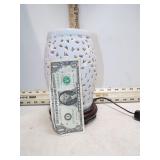 VINT. CERAMIC TV LAMP W/ WOOD BASE 8.5''X5'' WORKS