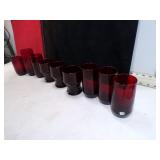 **9 VINT. RUBY RED DRINKING GLASSES