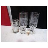 3 LACROSSE BEER GLASSES & SALT SHAKER