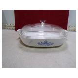 CORNING WARE 10'' CASSEROLE CORN FLOWER BLUE W/