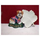 ENGLISH BULLDOG DOORSTOP & LEAF METAL
