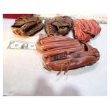 *4 VINT. BASEBALL GLOVES