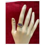 VIBRANT PURPLE STONE GOLD PLATED RING 4G SIZE 8