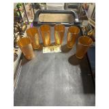 *6 CARNIVAL GLASS MARIGOLD TUMBLERS