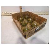 *6 LIBBEY AVOCADO GREEN MCM ROLY-POLY GLASSES