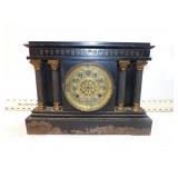 **ANTIQUE CAST IRON MANTLE CLOCK VERY HEAVY!