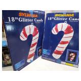 **2 GLITTERING CANDY CANE DECORATIONS